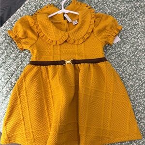 Janie and Jack Mustard Dress with Chocolate Belt